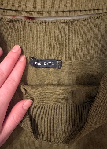 Kadın Haki İnce Uzun Kollu Triko ve etek takım - Görsel 8