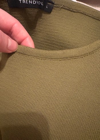 Kadın Haki İnce Uzun Kollu Triko ve etek takım - Görsel 10
