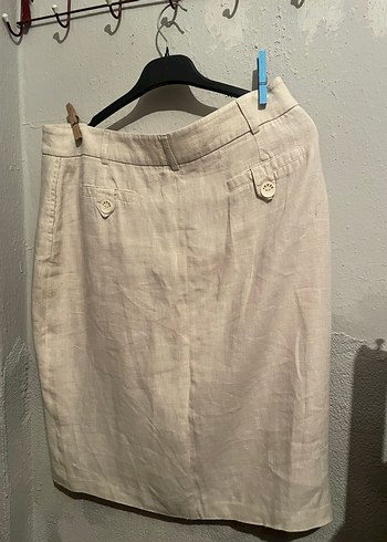 Bej Midi  Keten Etek - Görsel 4