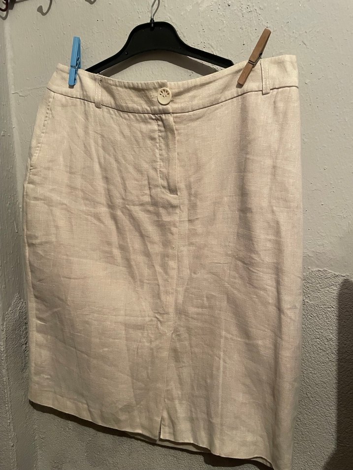 Bej Midi  Keten Etek - Görsel 2