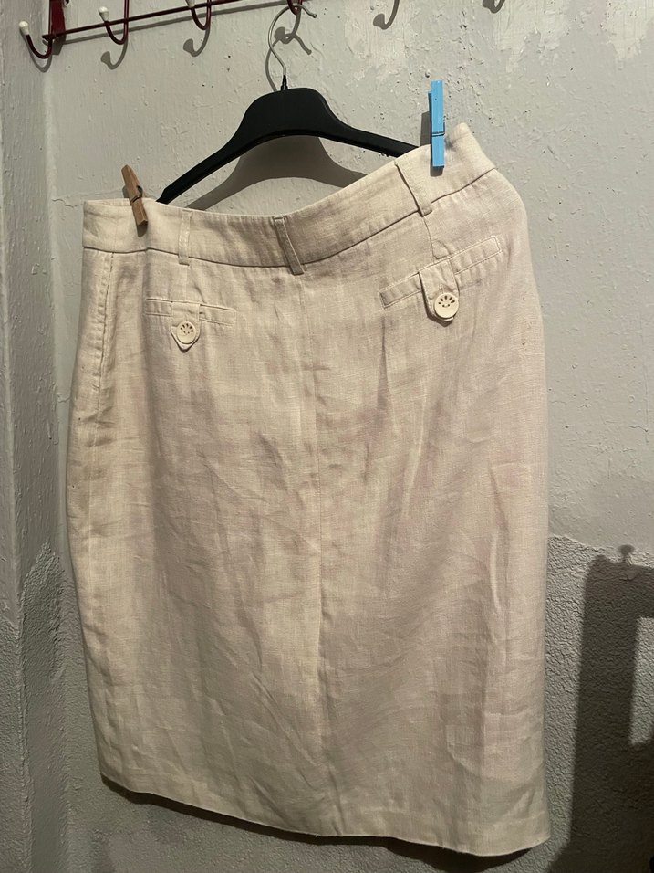 Bej Midi  Keten Etek - Görsel 4