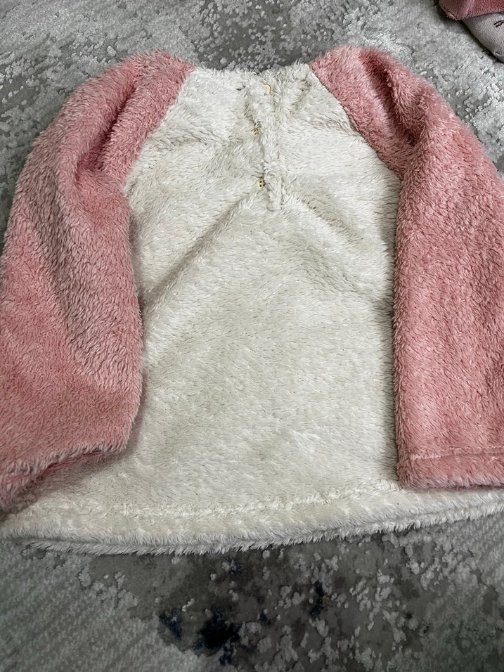 Kız Çocuk Peluş Kapüşonlu Sweatshirt - Görsel 3