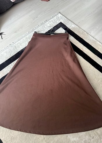 Drapeli Kahverengi Kadın Uzun Etek - Görsel 3