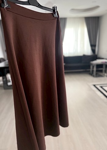 Drapeli Kahverengi Kadın Uzun Etek - Görsel 2
