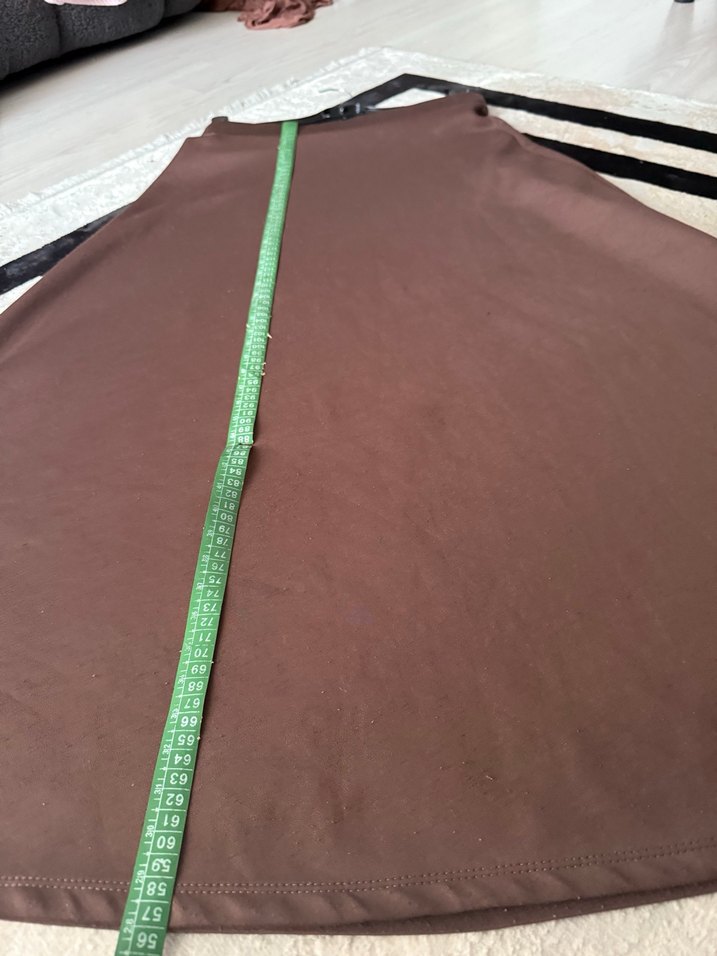 Drapeli Kahverengi Kadın Uzun Etek - Görsel 4