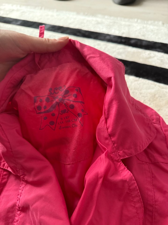 Kız Çocuk Pembe Düğmeli Yağmurluk - Görsel 2