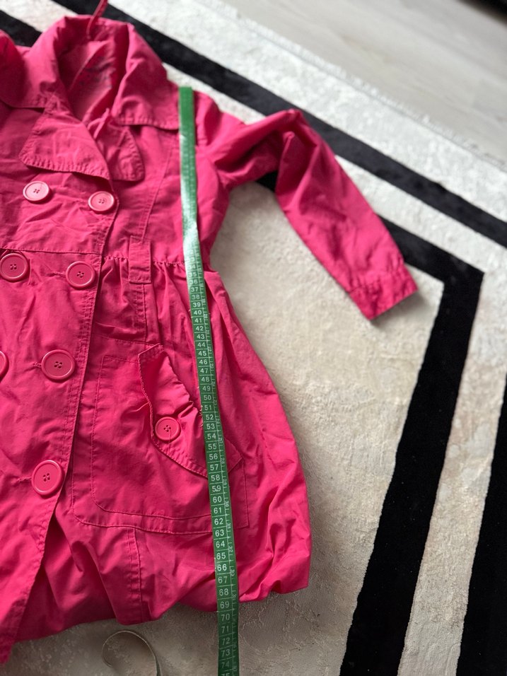 Kız Çocuk Pembe Düğmeli Yağmurluk - Görsel 3