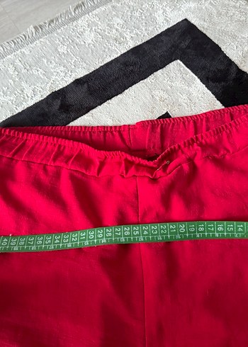 Kadın Kırmızı Rahat Kesim Midi Kumaş Pantolon - Görsel 2