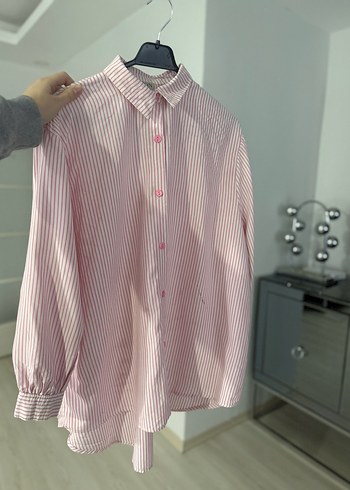 2 Adet Pembe Pamuklu Uzun Kollu Kadın Gömlek - Görsel 2