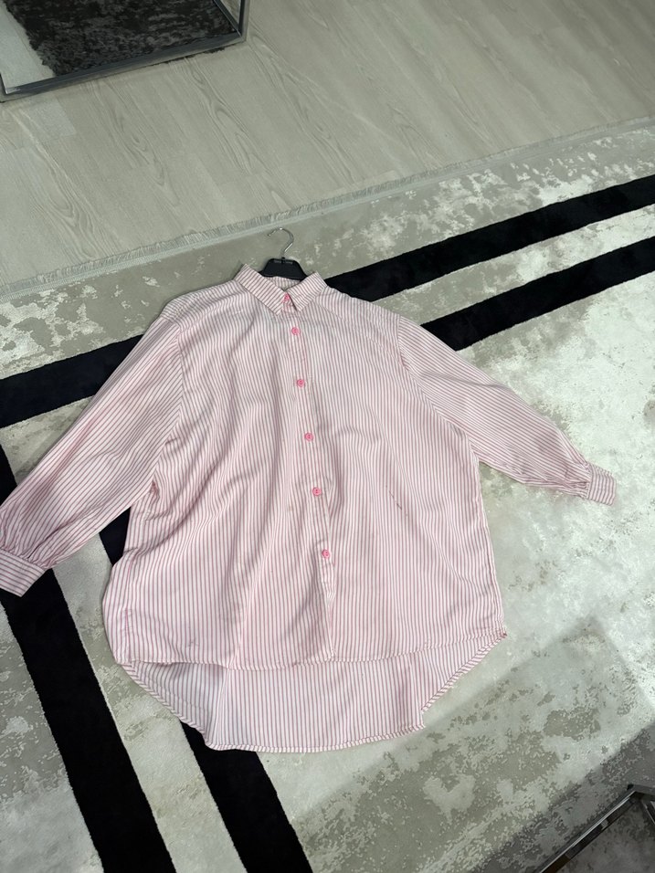 2 Adet Pembe Pamuklu Uzun Kollu Kadın Gömlek - Görsel 3