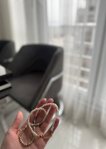 Turkuaz Boncuklu Midi Kadın Kolye - Görsel 3