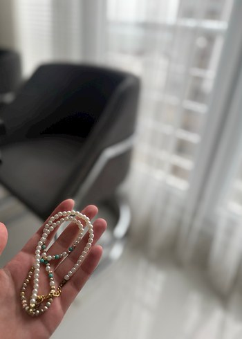 Turkuaz Boncuklu Midi Kadın Kolye - Görsel 2