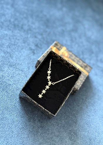 Çelik Yıldız Y Kolye Gold - Görsel 3