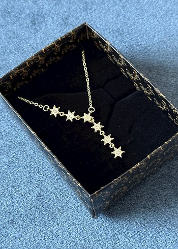 Çelik Yıldız Y Kolye Gold - Görsel 2