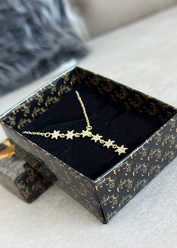 Çelik Yıldız Y Kolye Gold - Görsel 7