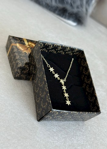 Çelik Yıldız Y Kolye Gold - Görsel 8