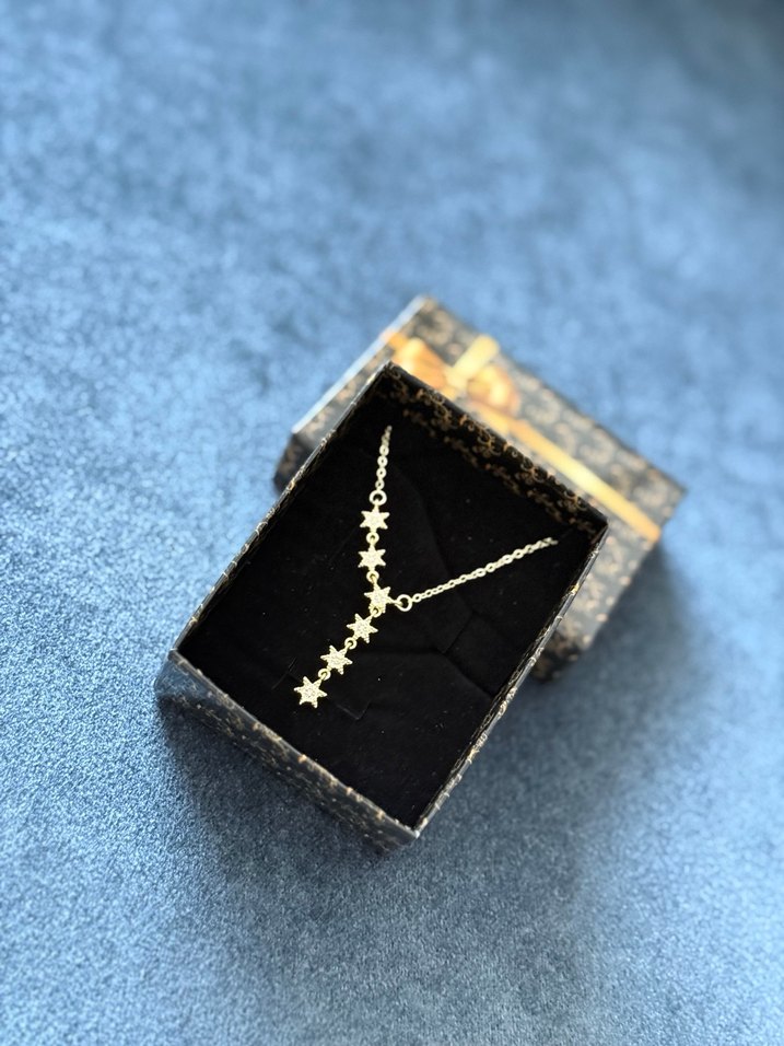 Çelik Yıldız Y Kolye Gold - Görsel 3