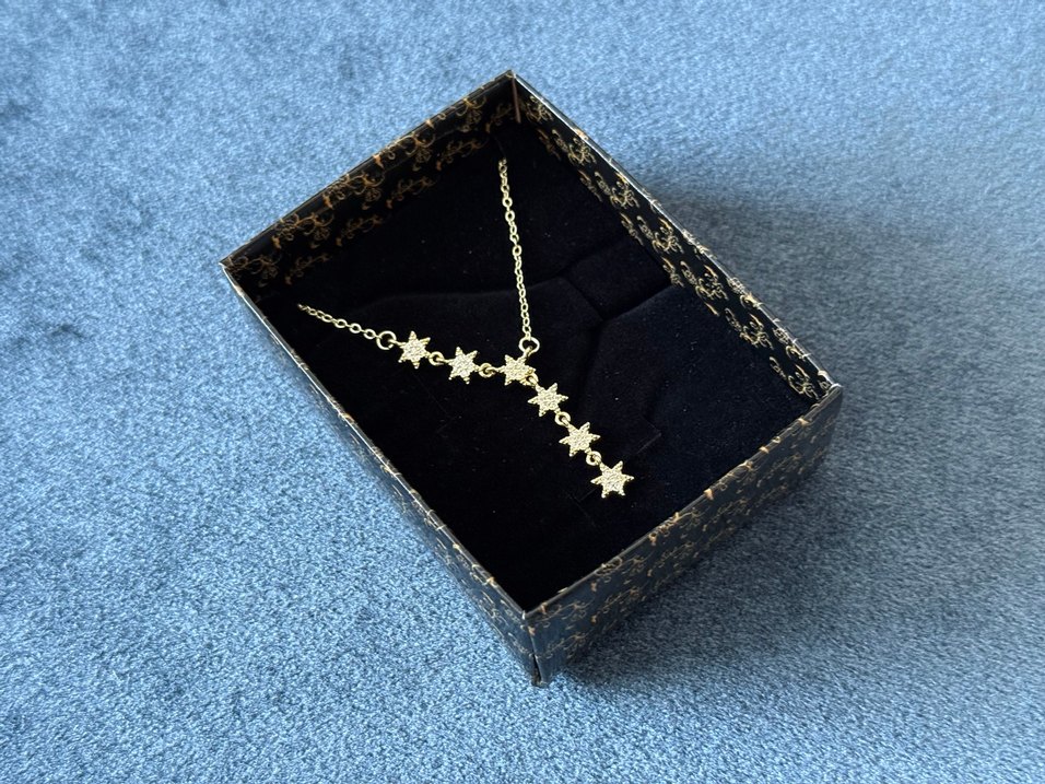 Çelik Yıldız Y Kolye Gold - Görsel 2