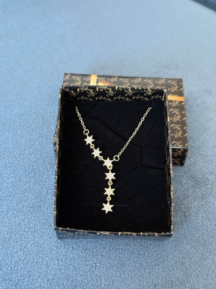 Çelik Yıldız Y Kolye Gold - Görsel 4