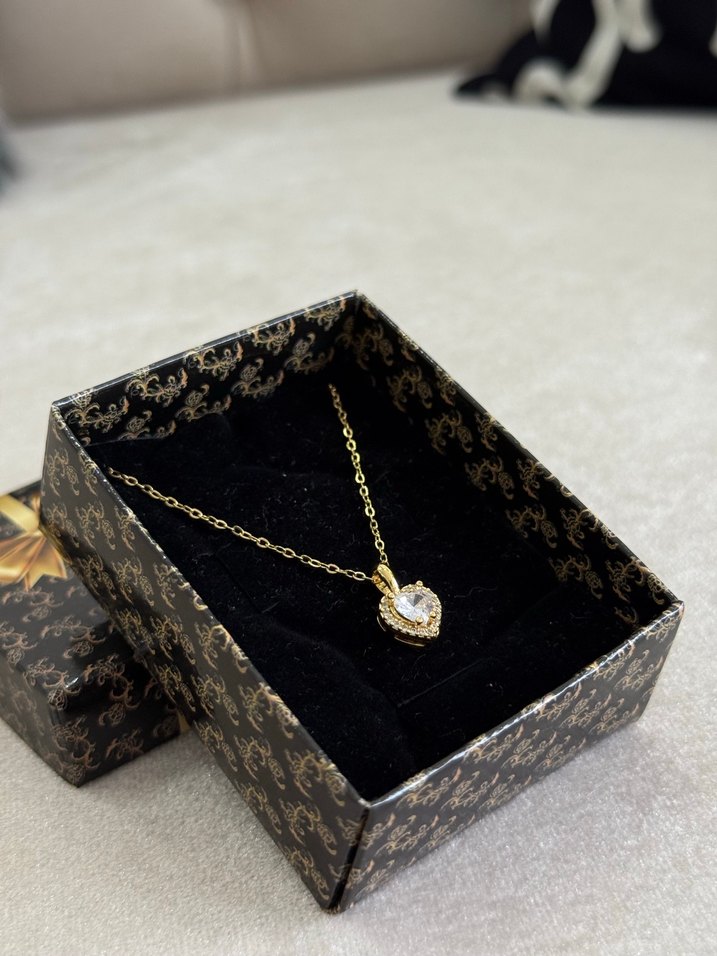 Zirkon Taşlı Kalp Kolye Gold - Görsel 2