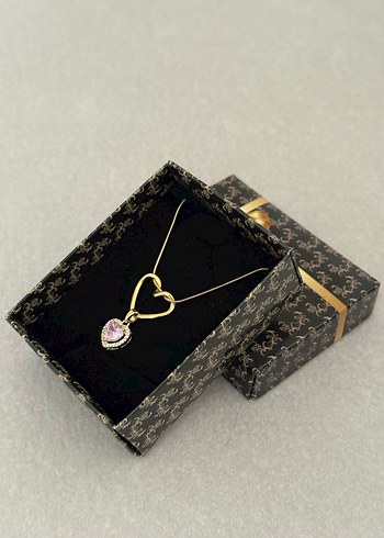 Kalp Çelik Kolye Gold - Görsel 2