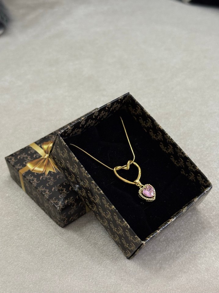 Kalp Çelik Kolye Gold - Görsel 3