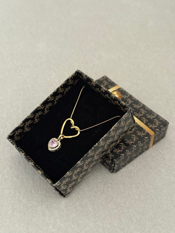 Kalp Çelik Kolye Gold - Görsel 2