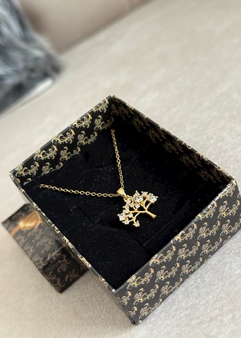 Hayat Ağacı Çelik Kolye Gold - Görsel 4