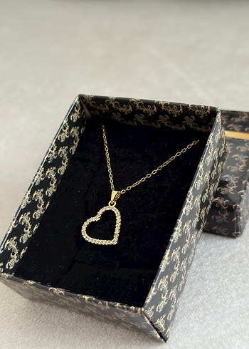 Kalp Çelik Kolye Gold - Görsel 4