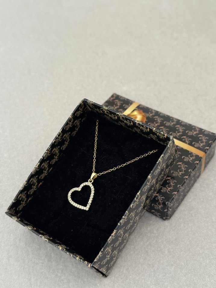 Kalp Çelik Kolye Gold - Görsel 2