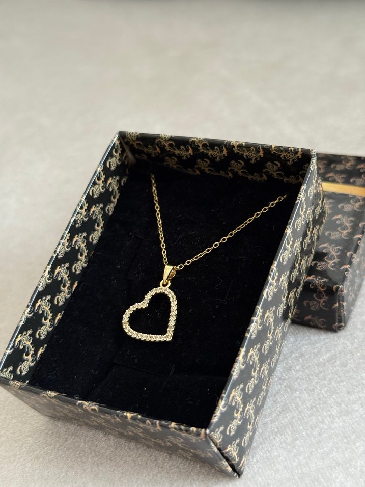 Kalp Çelik Kolye Gold - Görsel 4