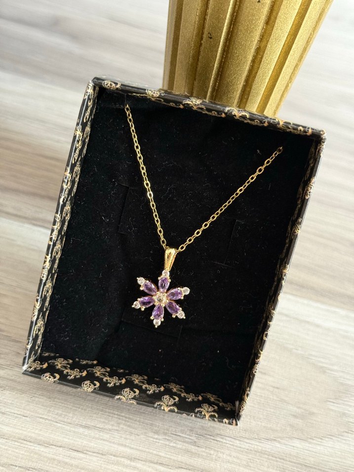 Lotus Çiçeği Çelik Kolye Gold - Görsel 2