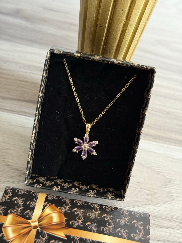 Lotus Çiçeği Çelik Kolye Gold - Görsel 3