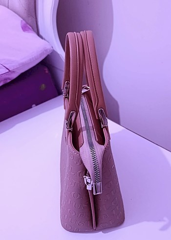 Minimalist Pudra Pembe Deri Kadın Çanta - Görsel 2