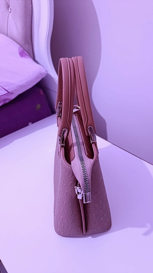 Minimalist Pudra Pembe Deri Kadın Çanta - Görsel 2