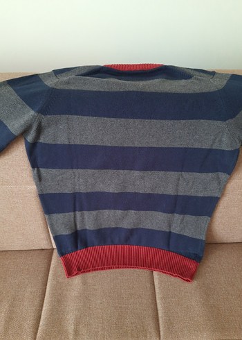 Karaca Gri Çizgili V Yakalı Erkek Triko Kazak - Görsel 3