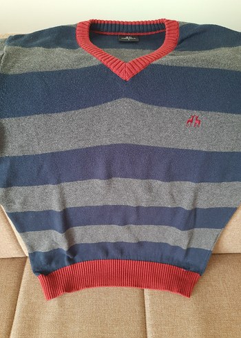 Karaca Gri Çizgili V Yakalı Erkek Triko Kazak - Görsel 5