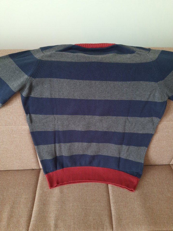 Karaca Gri Çizgili V Yakalı Erkek Triko Kazak - Görsel 3