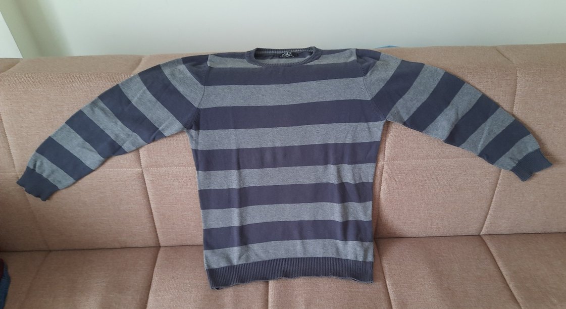 Xside 13 Yaş Gri Çizgili Erkek Çocuk Kazak - Görsel 2