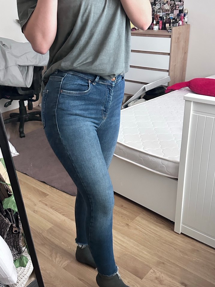 Kadın Mavi Normal Boy Dar Kesim Kot Pantolon - Görsel 2