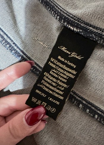 Kadın Mavi Denim Düğmeli Ceket - Görsel 6