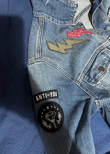 Kadın Mavi Denim Düğmeli Ceket - Görsel 3