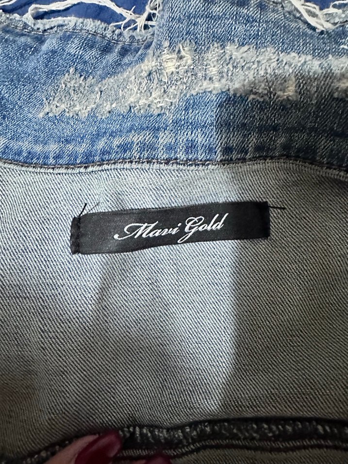 Kadın Mavi Denim Düğmeli Ceket - Görsel 5