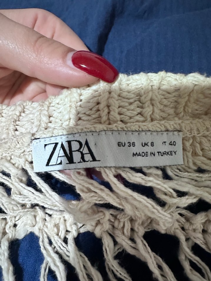 Zara Marka Bohem Uzun Kollu Örgü Kadın Hırka - Görsel 3