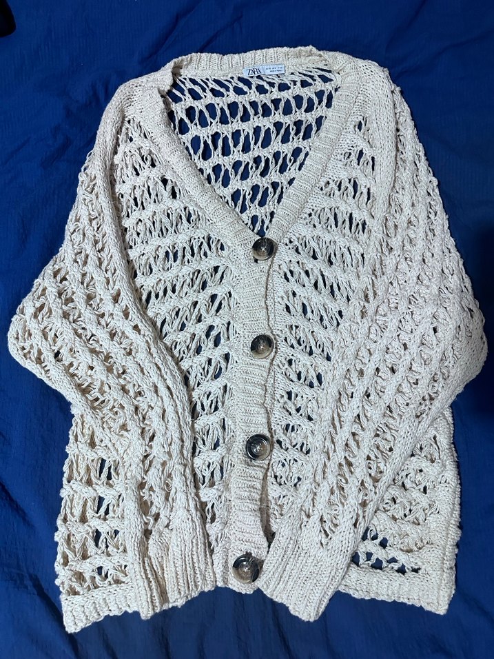 Zara Marka Bohem Uzun Kollu Örgü Kadın Hırka - Görsel 2