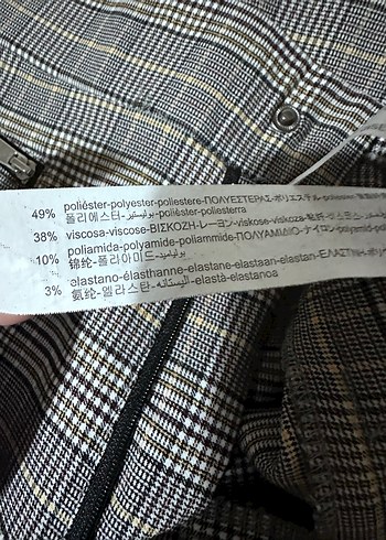 Stradivarius Düğmeli Gri Kareli Kadın Kumaş Pantolon - Görsel 5