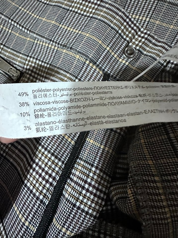 Stradivarius Düğmeli Gri Kareli Kadın Kumaş Pantolon - Görsel 5