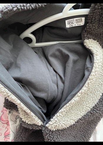 Gri Peluş Bebek Tulumu Ayıcık Desenli - Görsel 4