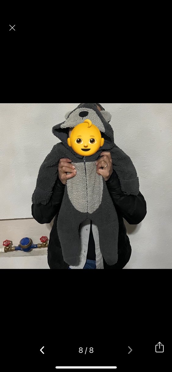 Gri Peluş Bebek Tulumu Ayıcık Desenli - Görsel 5