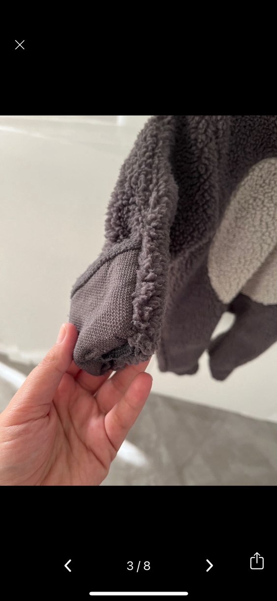 Gri Peluş Bebek Tulumu Ayıcık Desenli - Görsel 3